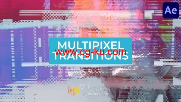 迷幻和故障效果风格化过渡适合科幻多像素恍惚派对视频-AE模板的图片1