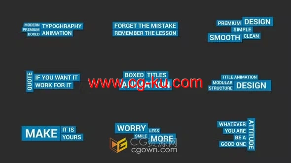 9个带阴影底色的3d动力学排版动画标题-AE模板的图片1