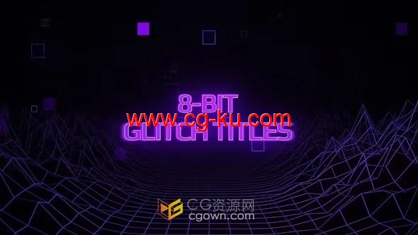 8-Bit Glitch Titles带有拉伸毛刺效果复古故障文本动画-AE与PR模板的图片1