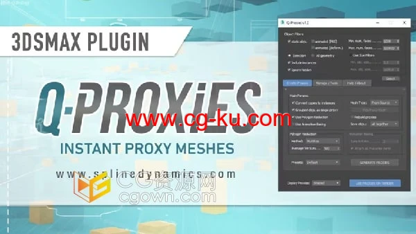 Q-Proxies v1.20 3ds Max插件场景模型代理优化工具的图片1
