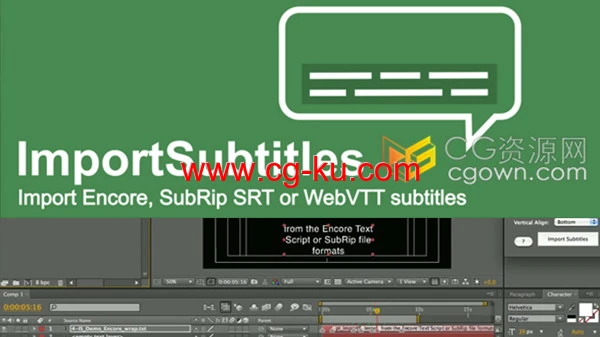 AE脚本pt_ImportSubtitles v1.7.1将SubRip/SRT/TXT/VTT字幕导入到软件中使用的图片1
