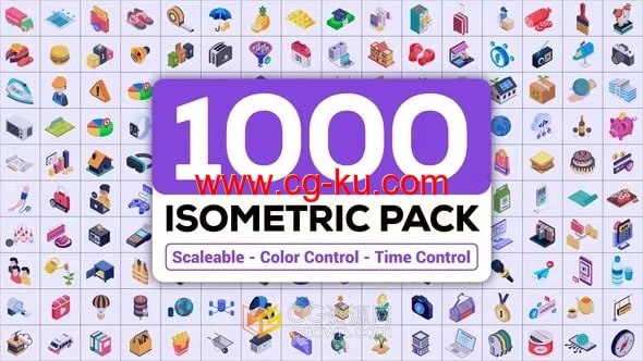 1000+ Isometric Icons 一千多个等距图标动画效果AE模板的图片1