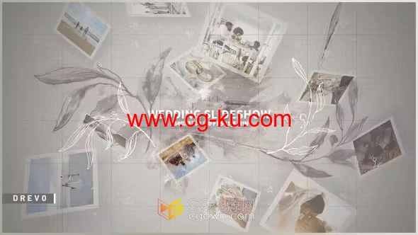 AE模板-带阴影花纹花卉生长动画相册婚礼幻灯片的图片1
