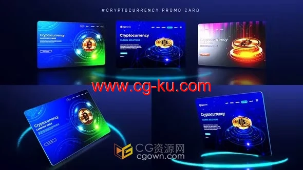 加密货币宣传视频3D卡片展示-AE模板的图片1