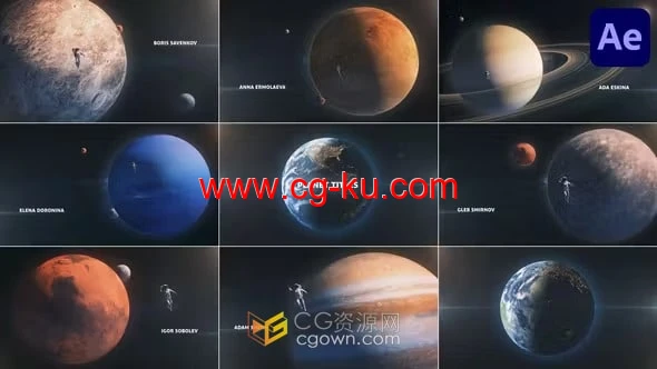 3D空间星球行星标题致谢名单教育视频简介文本动画-AE模板的图片1