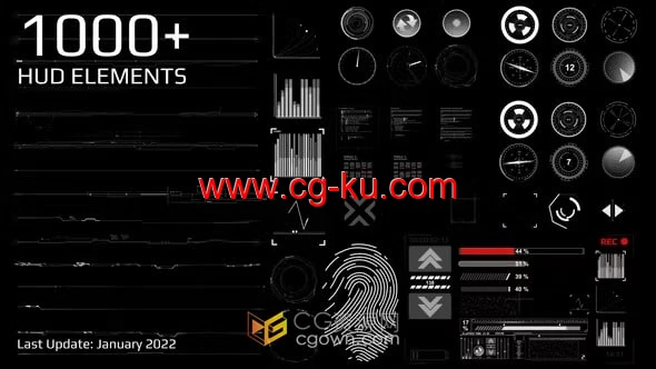 AI高科技网格文本块目标载荷1000+平视显示HUD元素-AE模板的图片1