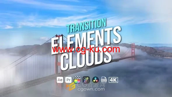 白云过渡元素Transition Elements Clouds-AE与PR转场模板的图片1