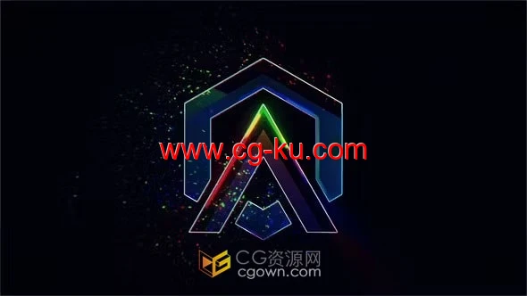快速五彩灯光闪烁电能粒子标志动画-AE模板的图片1