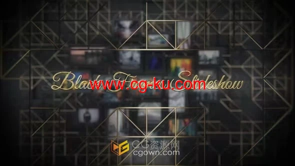 抽象墙上黑色相框照片电影3d场景视频相册-AE模板的图片1