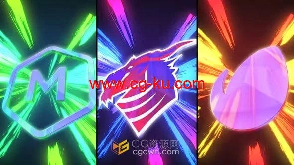 动态动画能量火花和卡通火焰效果游戏LOGO-AE模板的图片1
