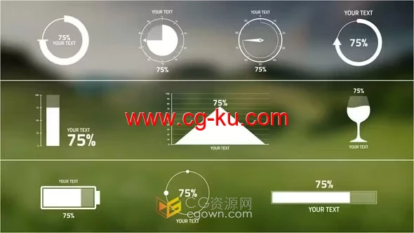 10个不同的百分比信息图表动画-AE模板的图片1