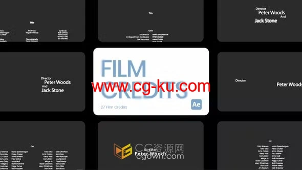 视频电影制作人员名单团队名称剧组演职员表电影字幕-AE与PR模板的图片1