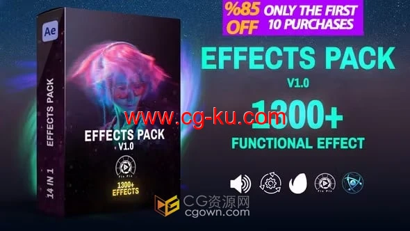 Effects Pack AE脚本预设包1300+包括转场/特效/调色/预设的图片1