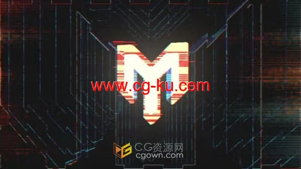 数字失真快速故障几何光泽标志动画-AE模板的图片1