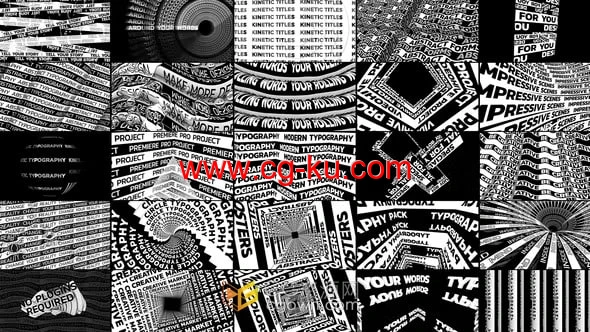 PR模板-25个MOGRT动态抽象排版海报黑白文字标题场景的图片1