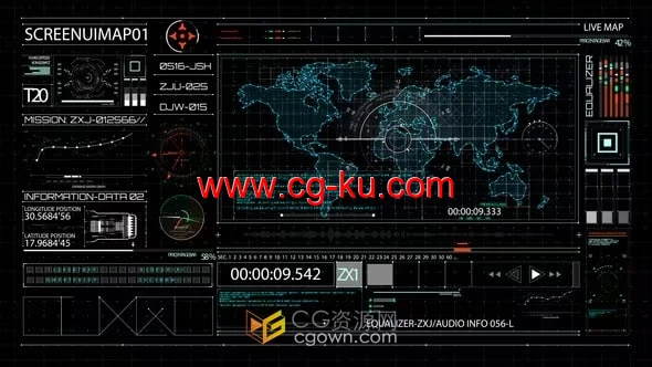HUD700屏幕MAP1高科技世界地图用户界面元素-AE模板的图片1