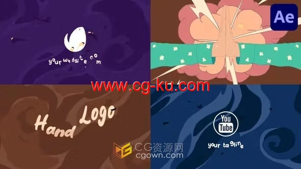 AE模板-卡通多彩手绘动画场景手形标志品牌广告揭示的图片1