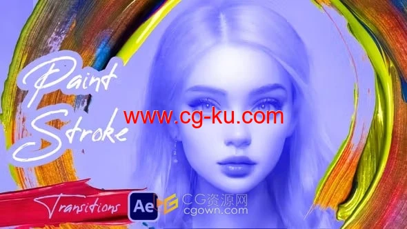 15个彩色油漆笔触定格动画绘画描边过渡-AE转场模板的图片1