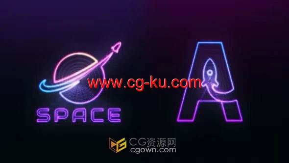 五彩霓虹灯标志高科技LOGO展示-AE模板的图片1