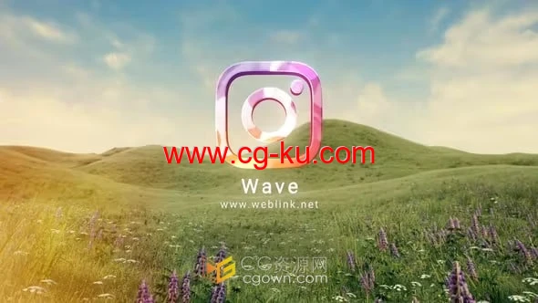 山坡草地自然场景夏日明亮干净标志显示-AE模板的图片1