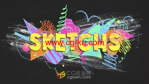 创意涂鸦多彩手工草图撕纸过渡可爱片头-AE模板的图片1