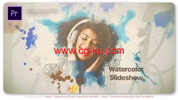 情感和水彩风格制作可爱浪漫的幻灯片-PR相册模板的图片1