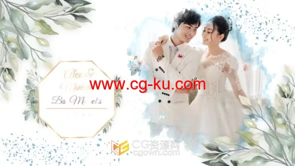 水墨婚礼幻灯片照片相册动画Ink Wedding AE模板的图片1