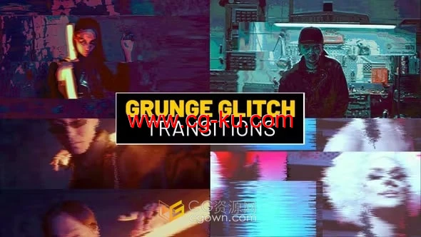PR模板-18种Grunge故障过渡模拟信号损坏像差效果的图片1