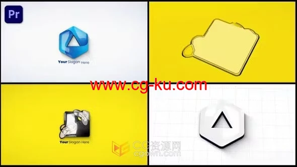 PR模板-3D挤出标志展示明亮描边公司LOGO动画的图片1