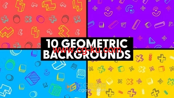 10个五彩几何图形背景动画免费下载AE模板的图片1