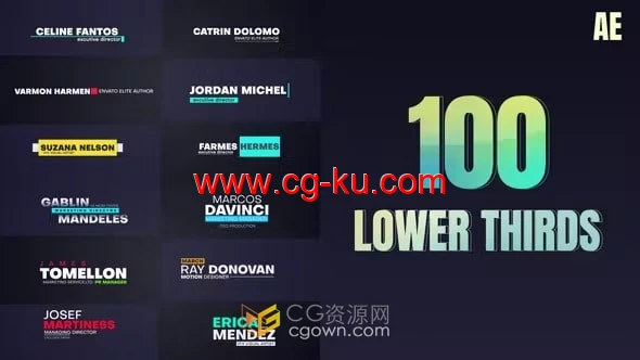 AE模板-100 LowerThirds干净品牌动画标题现代简约文本的图片1