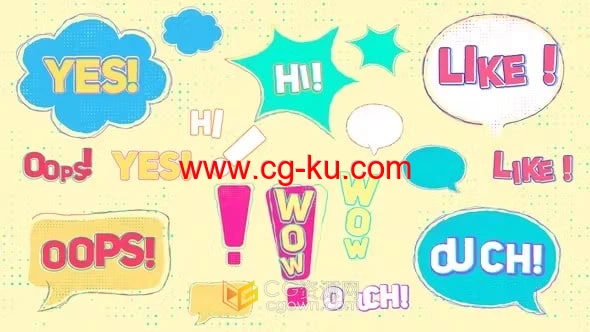 AE模板-18个语音气泡多彩元素卡通字幕动画的图片1