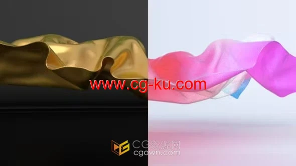 AE模板-3D柔软布料撕裂破碎标志显示片头动画的图片1