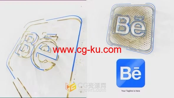 AE模板-线条绘制LOGO轮廓蜂窝填充光泽感标志动画的图片1