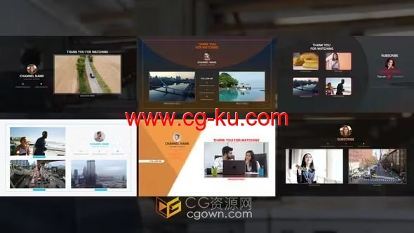 AE模板-社交媒体频道片尾画面现代终端屏幕视频包装元素的图片1