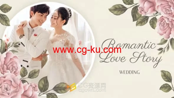 AE模板-浪漫婚礼幻灯片闪亮玫瑰花卉动画视频相册的图片1