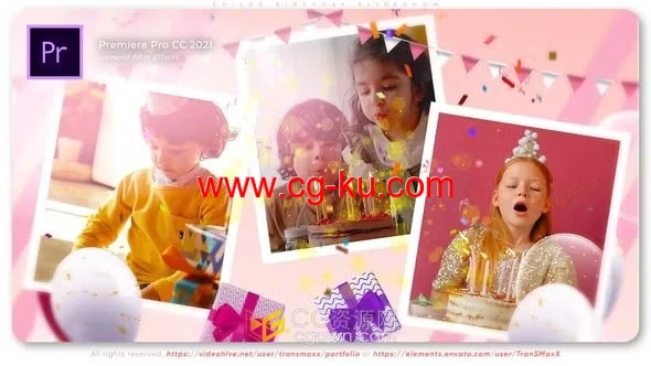 PR模板制作儿童生日庆祝幻灯片或视频相册的图片1