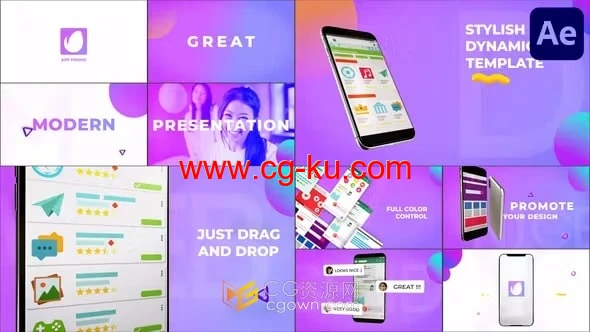 AE模板-丰富多彩的APP应用程序网站或公司动态推广视频的图片1