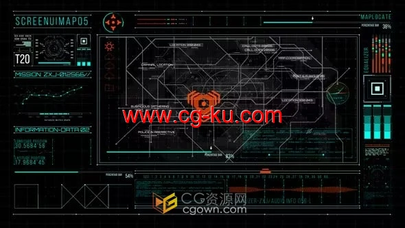 AE模板-科技元素HUD700 屏幕地图 MAP5的图片1