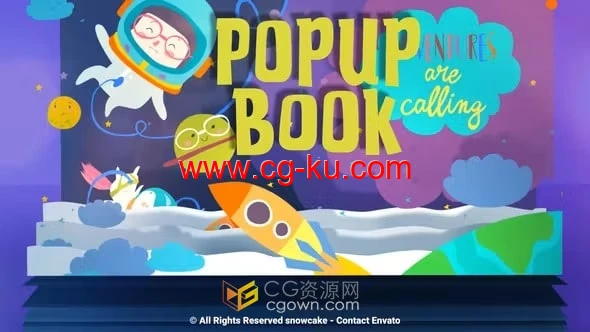 带翻页功能的弹出式立体书籍AE模板的图片1