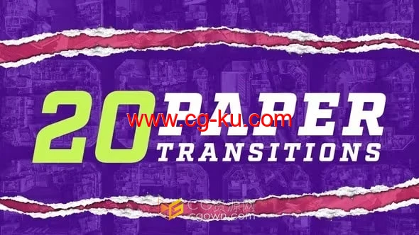 20个撕纸过渡页面剥离纸张撕裂效果-AE模板的图片1