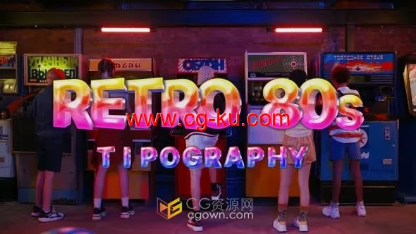 AE模板-动态动画复古80年代主题字母文本动画的图片1