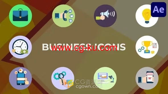 AE模板-商业风格业务图标企业社交媒体广告培训视频图标动画的图片1