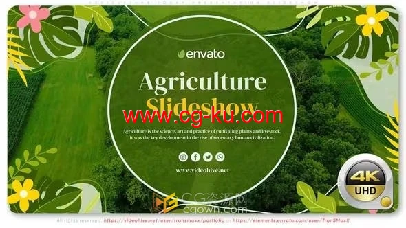 AE模板-绿色农业演示幻灯片生态农场健康和天然食品介绍视频的图片1