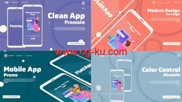 AE模板-手机APP应用程序动画演示Flat App Promo的图片1