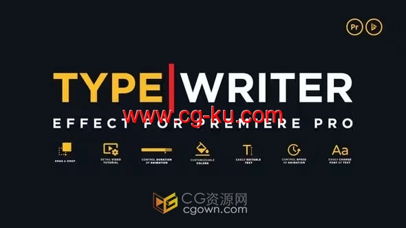 闪烁光标打字机效果文本动画-PR模板的图片1