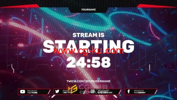 AE模板-视频游戏直播元素包装Red Stream Gaming Pack的图片1