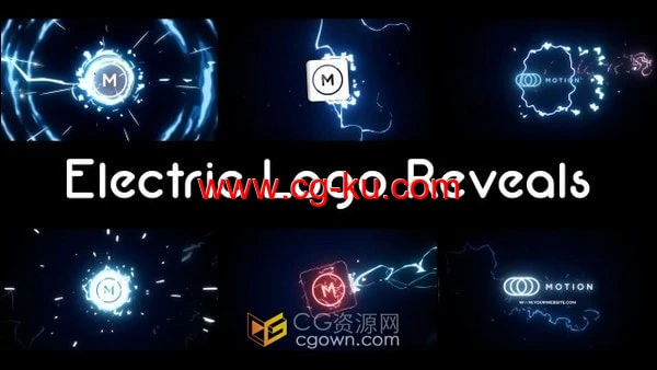 AE模板-6种闪电能量电动标志揭晓快速LOGO简短介绍的图片1