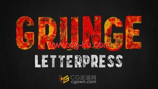 AE模板-Grunge脏脏邋遢风格凸版印刷字母打印效果文本动画的图片1