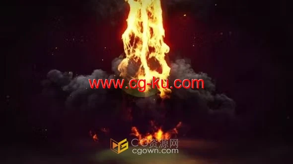 AE模板-3D火焰冲击效果点火燃烧浓烟揭晓标志动画的图片1